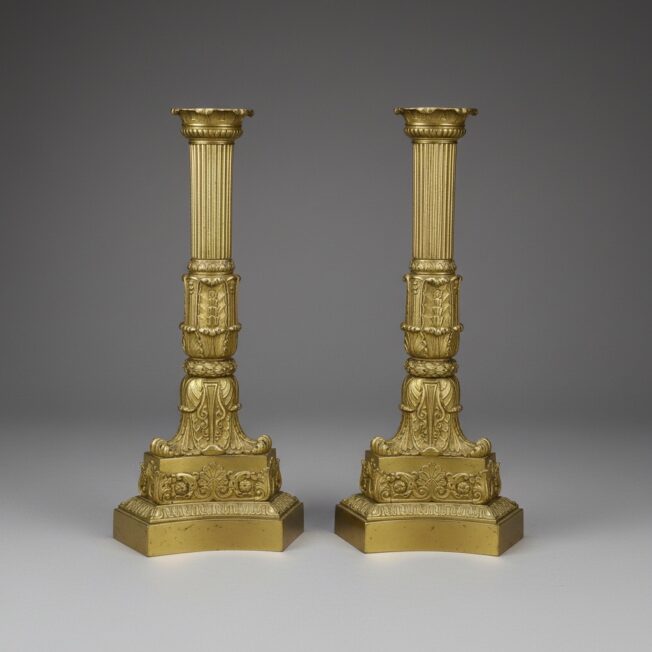 Pair of Charles X Gilt-Bronze Lamp Bases