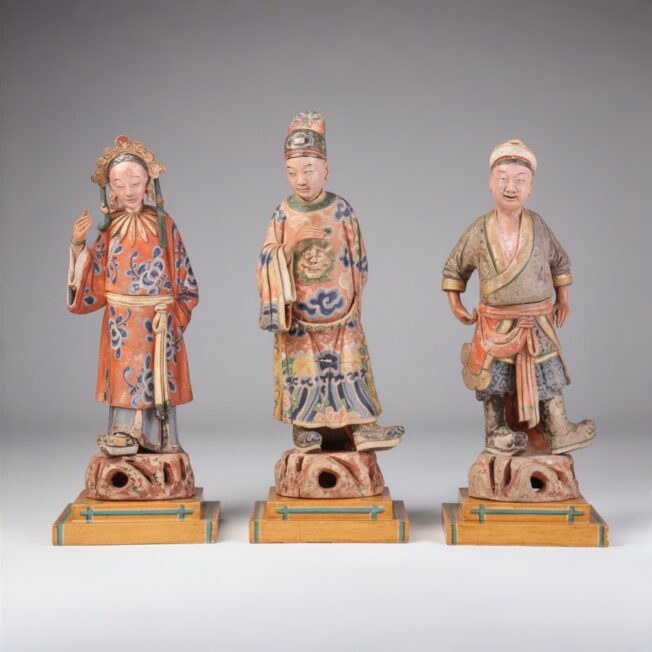 Chinese Painted Terracotta Court Figures