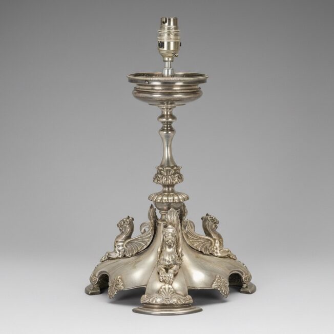 Antique Silver Plated Lamp Base