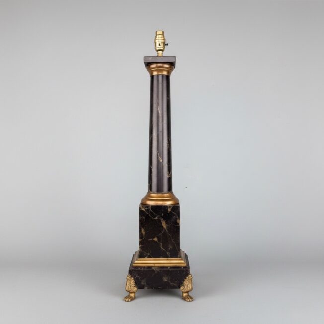 Large Antique Toleware Column Lamp