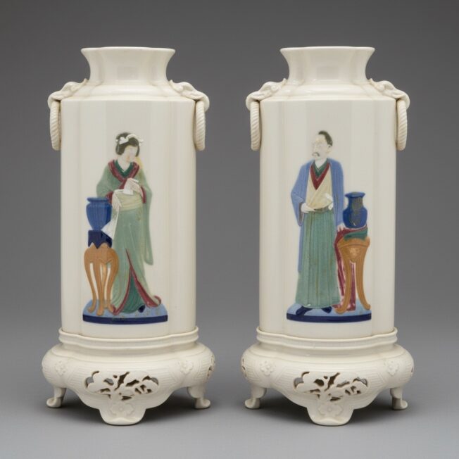 Pair of Antique Chinoiserie Porcelain Vases