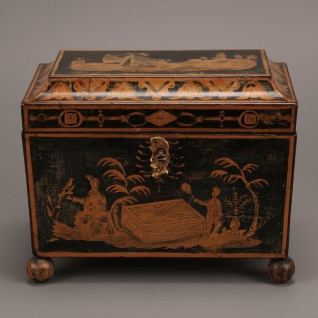 Regency Chinoiserie Penwork Tea Caddy