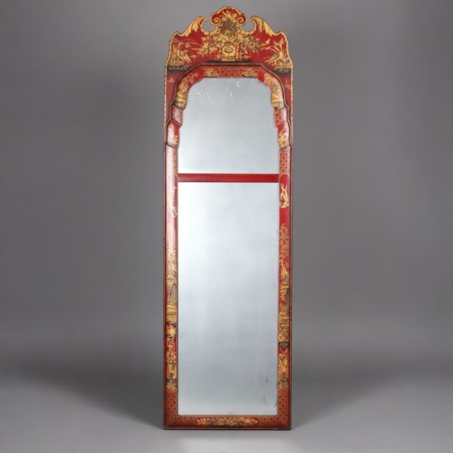 Queen Anne Style Scarlet-Japanned Pier Mirror