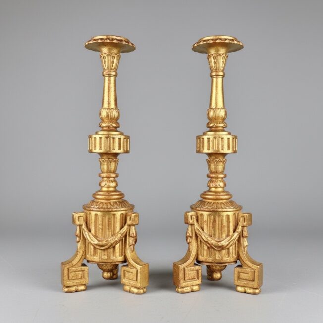 Pair of Louis XVI Giltwood Candlesticks