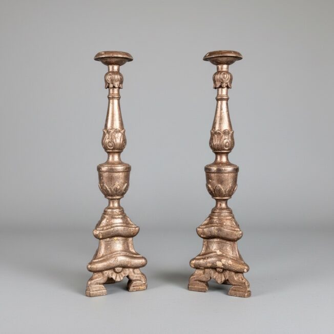 Pair of Silver-Gilt Candlesticks or Pricket Sticks