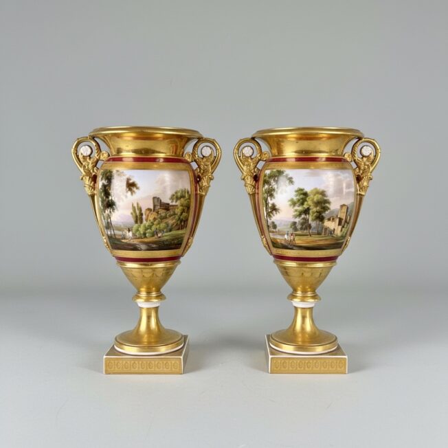 Pair of Restauration Paris Porcelain Vases