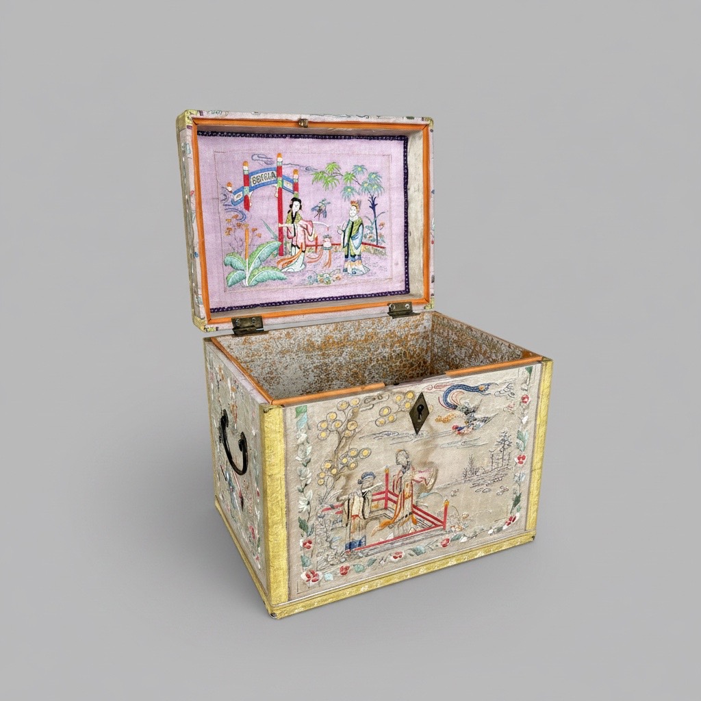Antique Chinese Export Needlework Casket Antique Chinese Export Needlework Casket