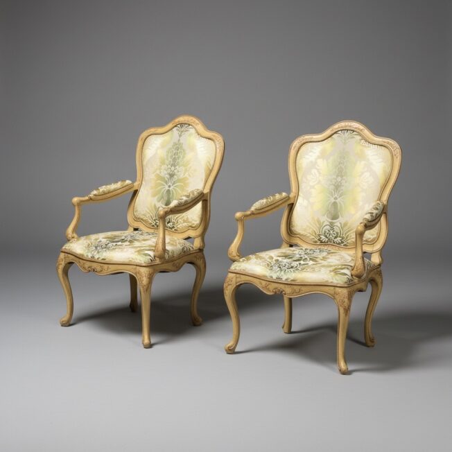 Pair of 18th Century Venetian Open Armchairs