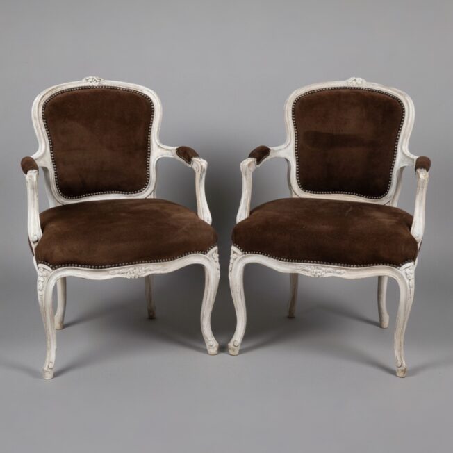Pair of Louis XV Painted Fauteuil Armchairs