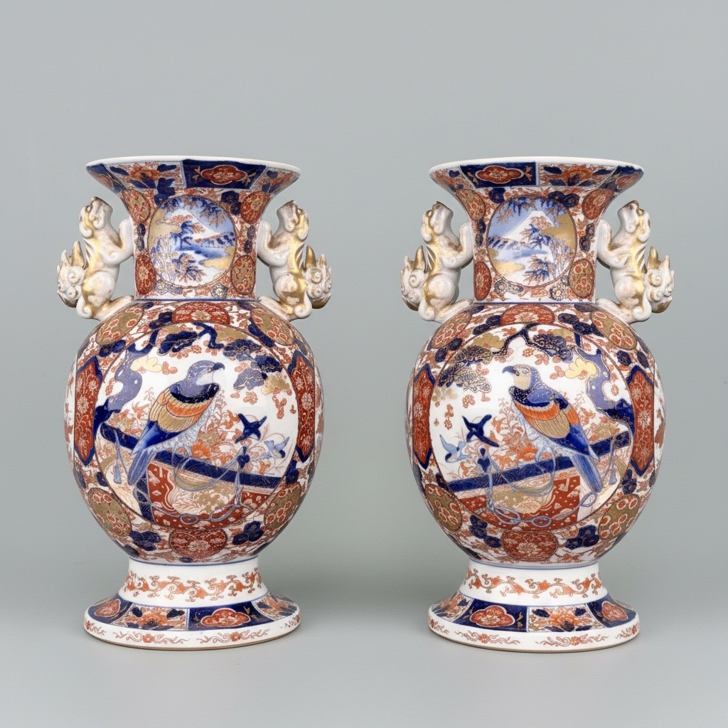 Pair of Imari Porcelain Vases or Lamp Bases Pair of Imari Porcelain Vases or Lamp Bases