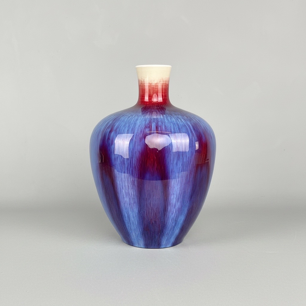 Flambe Glazed Pottery Vase Lamp Flambe Glazed Pottery Vase Lamp