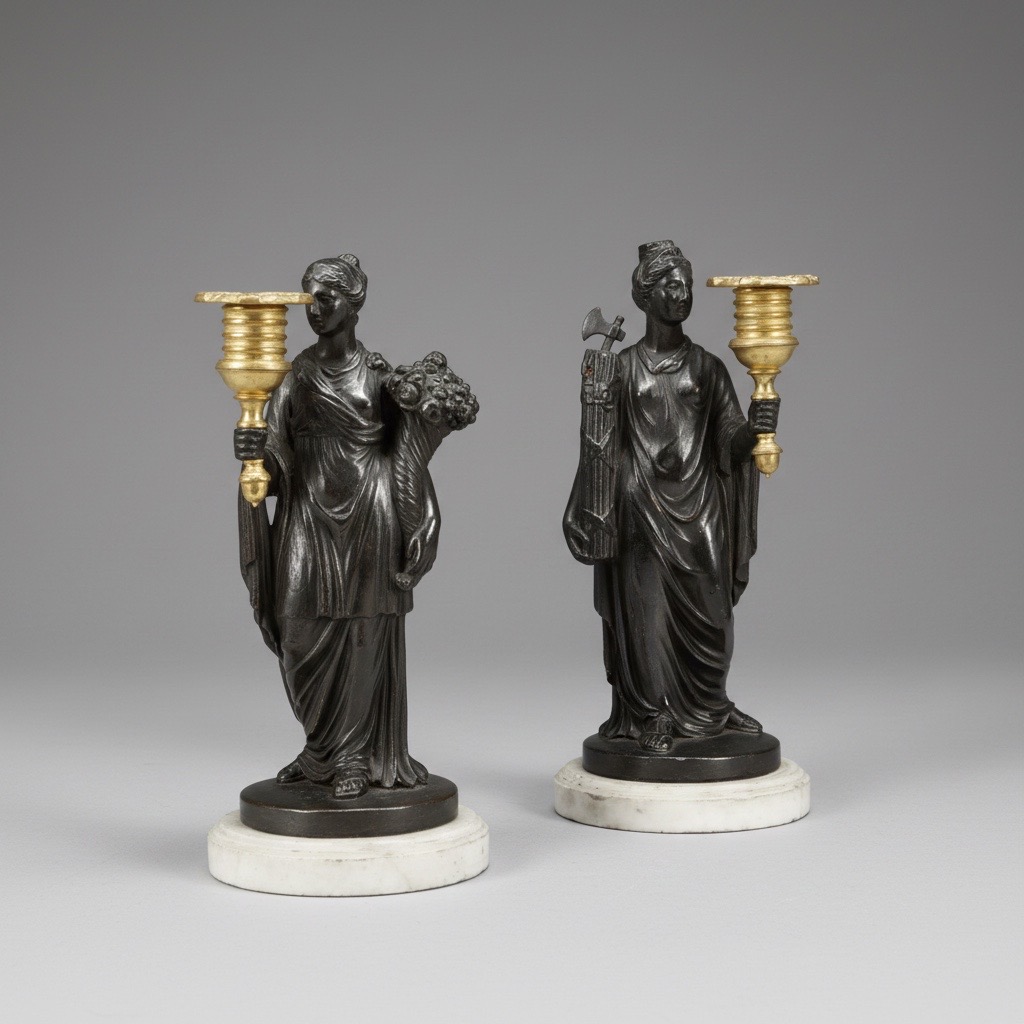 Candlesticks in the manner of Humphrey Hopper Candlesticks in the manner of Humphrey Hopper