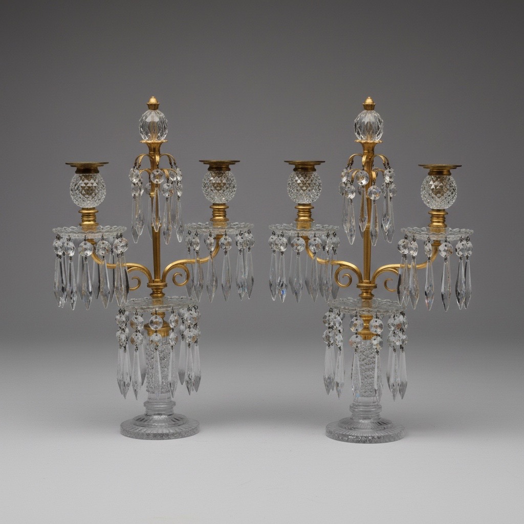 ormolu and cut glass candelabra ormolu and cut glass candelabra