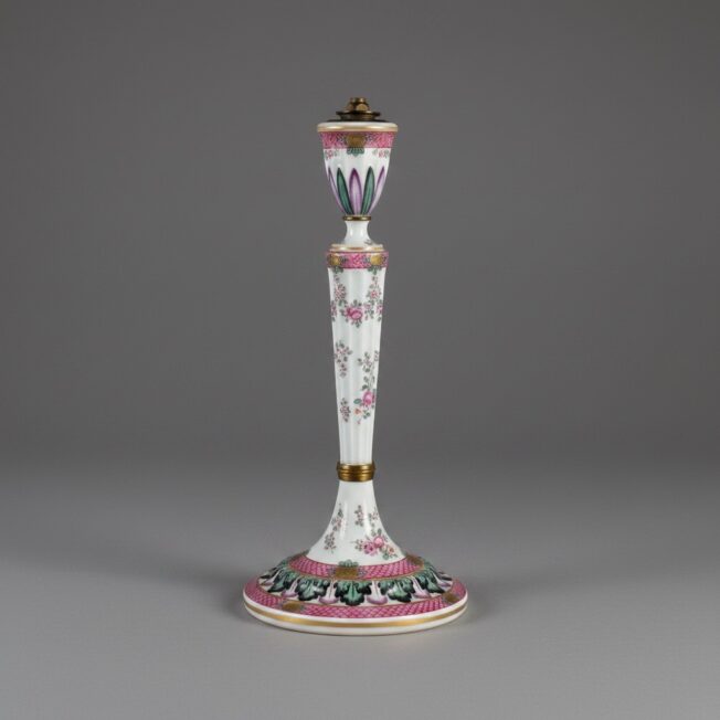 Antique Samson Porcelain Candlestick Lamp