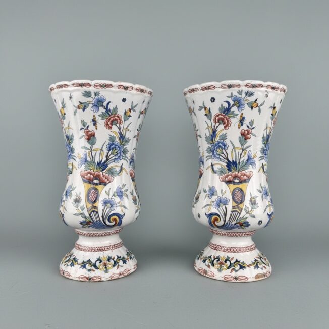 Pair of Antique Faience Vase Lamps