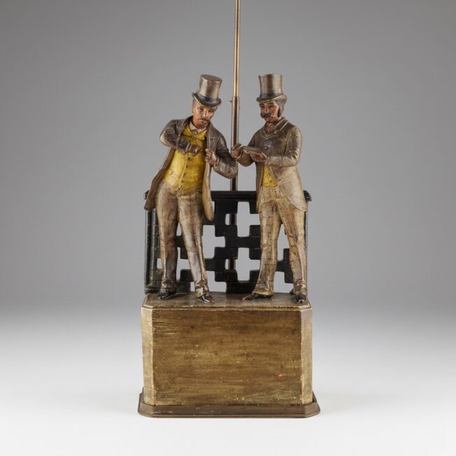 Antique Cold Painted Terracotta Figural Lamp