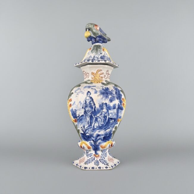 Delft Pottery Lidded Garniture Vase