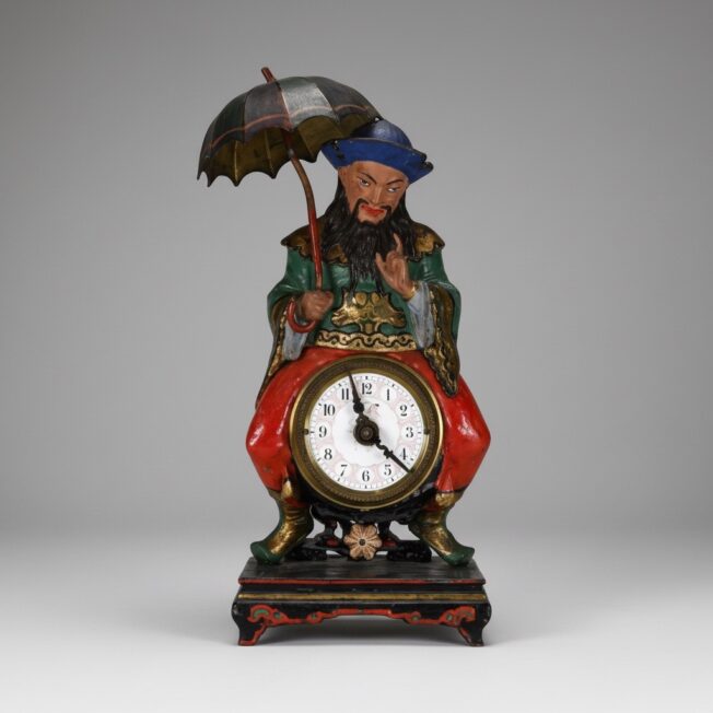 Chinoiserie Painted Metal Clock