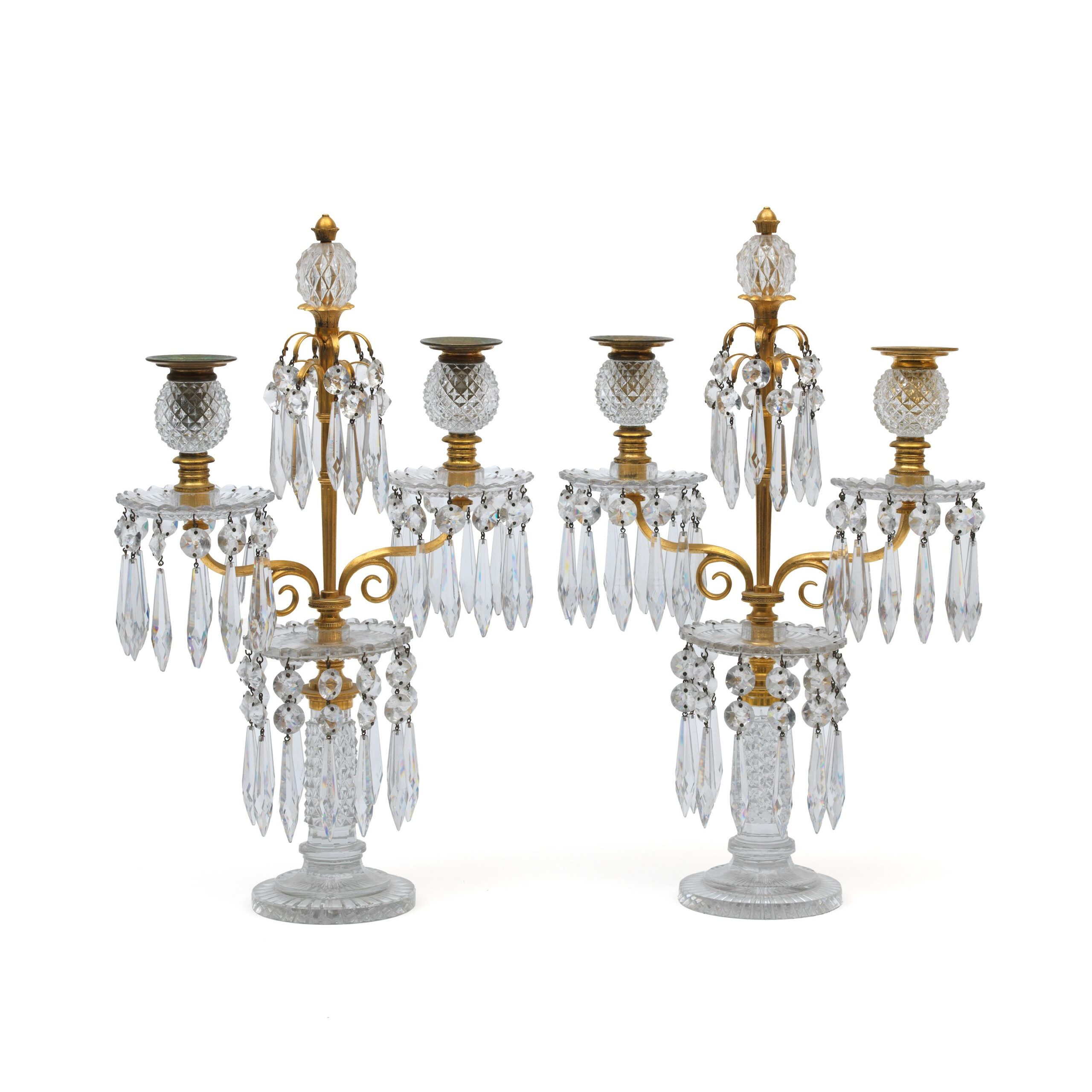 Pair of Regency Ormolu and Cut Glass Candelabra Pair of Regency Ormolu and Cut Glass Candelabra