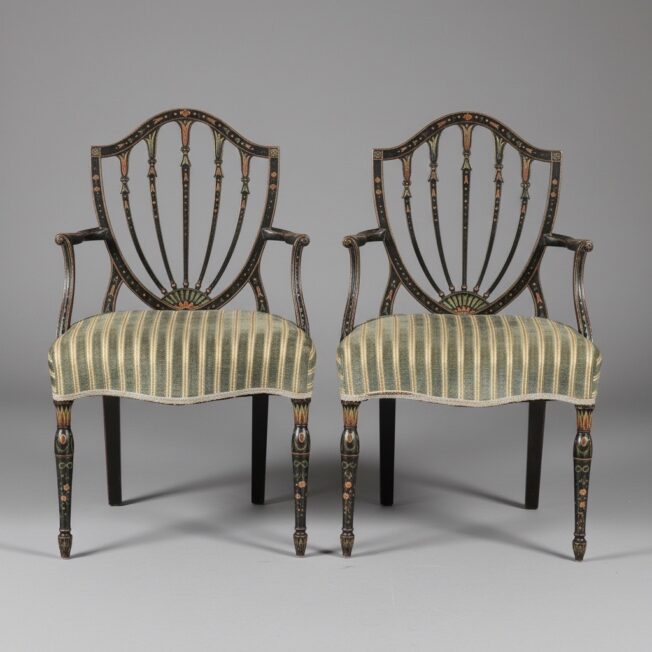 A Pair of George III Painted Armchairs Attributed to Gillows