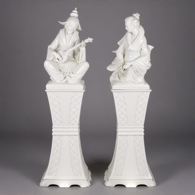 Pair of Italian Chinoiserie Large Ceramic Figures