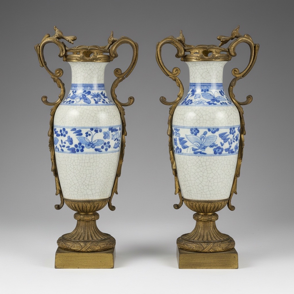 Pair of Ormolu-Mounted Chinese Porcelain Vases Pair of Ormolu-Mounted Chinese Porcelain Vases