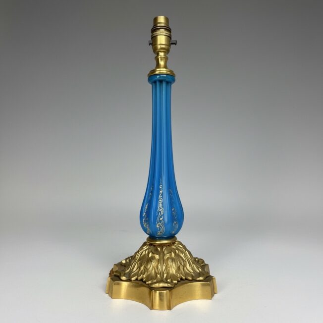 Antique Victorian Blue Glass Lamp