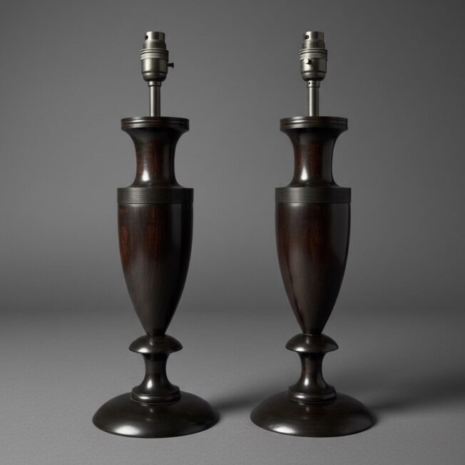 Turned Ebony Urn Lamps